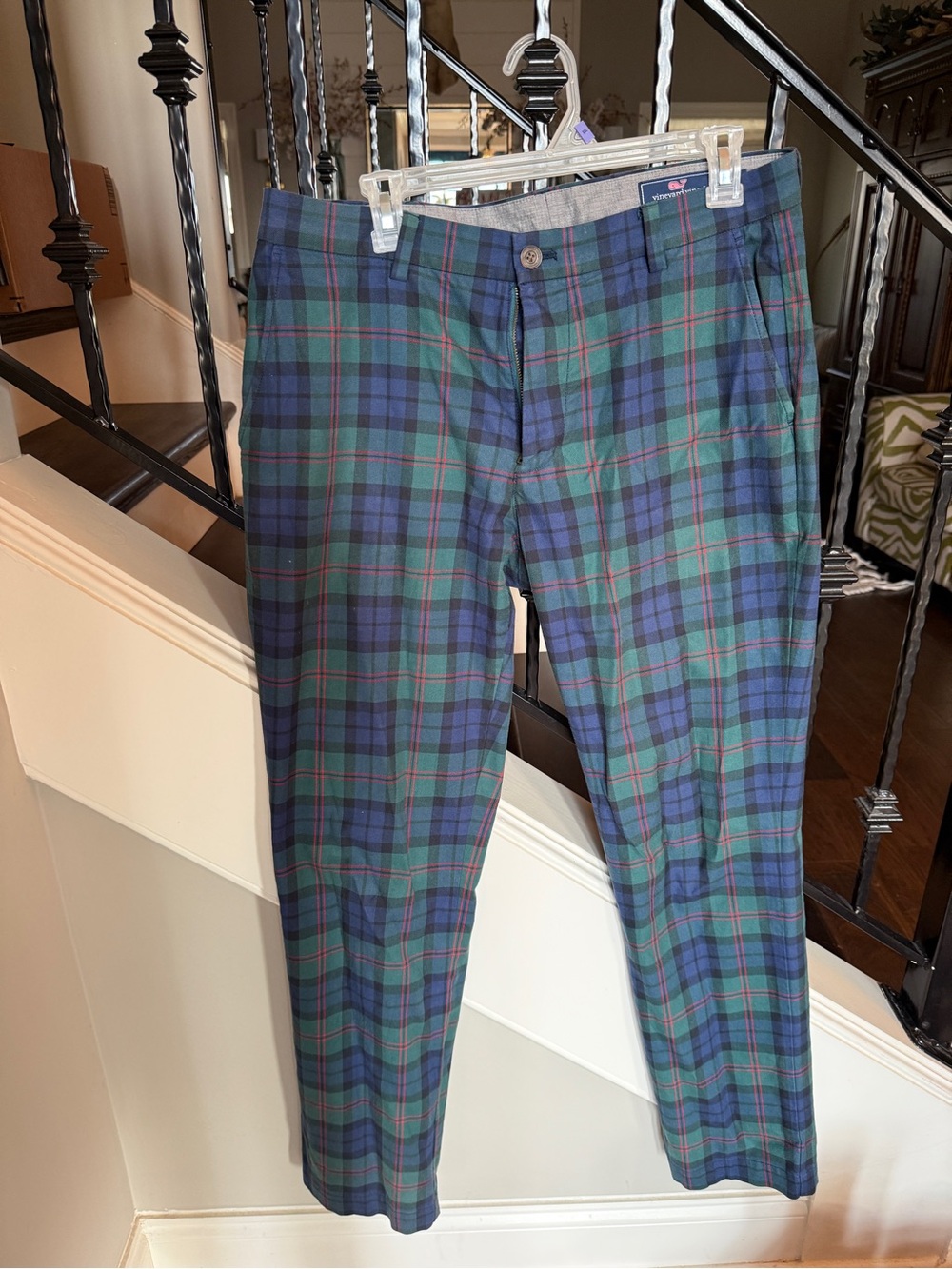 Vineyard Vines Green and Blue Plaid Chinos